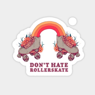 Don't Hate Rollerskate - Retro 70s Illustration - Color Variation 2 Sticker